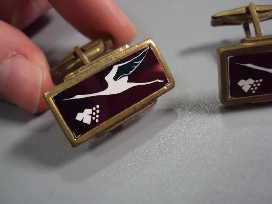 бижутерия запонки прямоугольные аист журавль лелека №10821 З аукціону