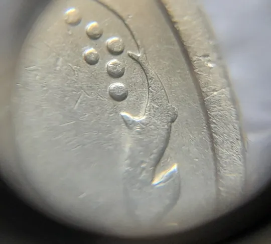 (5916) 25 копійок 1994 1БВк викрошки на вінку реверса в межах 1-2-3 та 5-6-7 грон + царапини штемпеля (25 копеек 1994 1БВк брак) Продаж