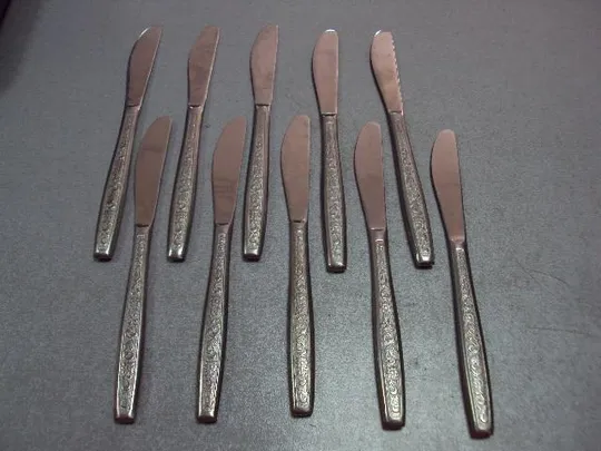 Набор столовые приборы ножи узор цветы цветочки нержавейка новые нож лот 10 шт №11695 Ціна
