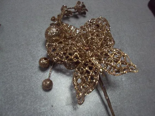 Елочные украшения бабочки на листьях цветочки лот 2 шт №9684 Інтернет-аукціон