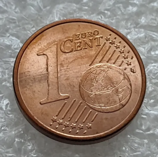(6896) 1 євроцент 2021 Австрія, викрошки та розколи на "1" (1 евроцент 2021 Австрия, брак) Ціна