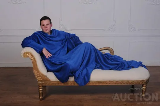 Рукоплед Плед з рукавами і кишенями з мікрофібри 200х150. синій Інтернет-аукціон