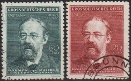 фото, 1944 - Рейх - Богемія - Ф.Сметана Mi.138-39 _ гаш _2.0 €