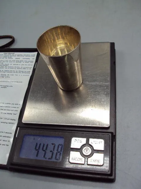 Рюмка стопка серебро 925 проба Украина Киев вес 44,38 г высота 6 см, диаметр 3,8 см №14330 З аукціону