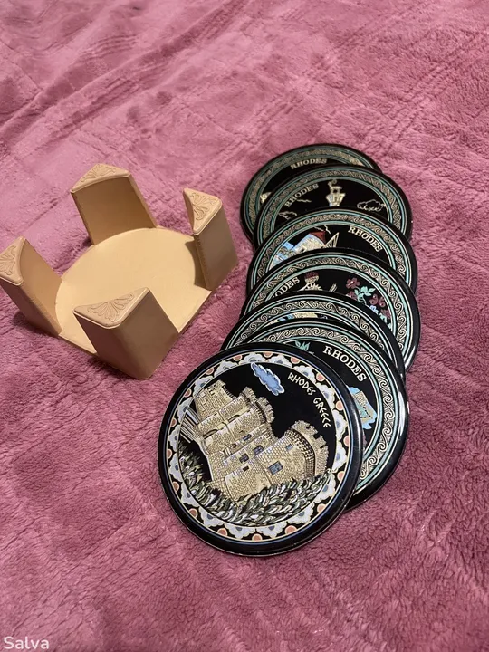 Купити Керамічні бірдекелі Греція Rhodes Greece (7 шт + підставка)