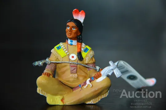 индеец сидящий с томагавком 80-90мм BULLY BULLYLAND ФРГ резина Ціна