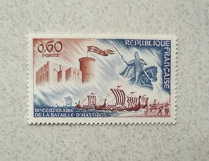 фото, Поштова марка Франція " Битви середньовіччя " 1966 рік **