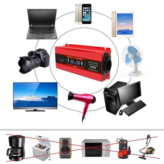 Купити Перетворювач напруги, інвертор автомобільний 2000w  2 usb