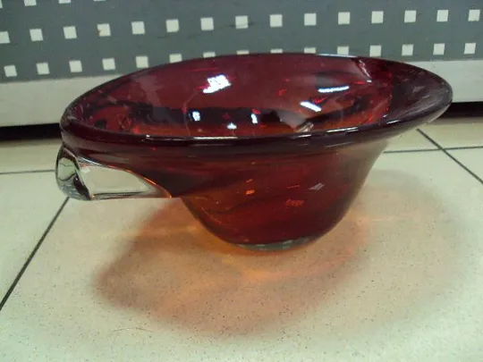 Конфетница фруктовница гутное стекло авторская ручная работа пресс-папье старая диаметр 18 см № 1271 Інтернет-аукціон