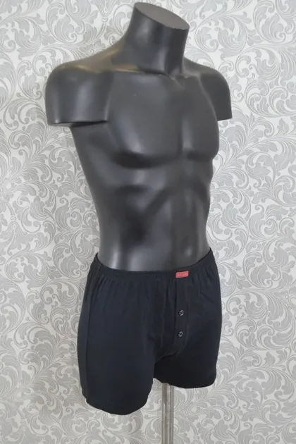 фото, Чоловічі шорти боксери однотонні Lans L01/004 Бавовна 100% чорні розмір 50 L XL