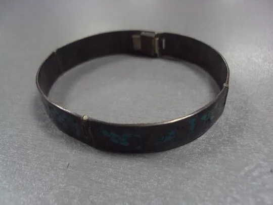 Купити Женский жесткий браслет эмаль серебро вес 16,91 г