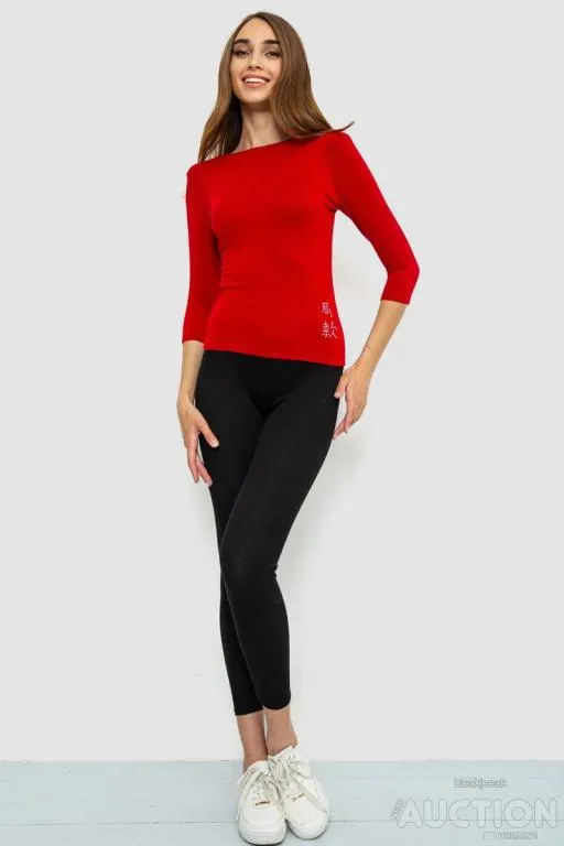 Купити Футболка женская с удлиненным рукавом, цвет красный, 186R304
