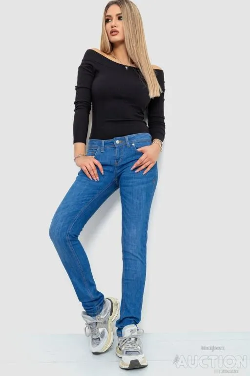 Купити Джинсы женские однотонные, цвет синий, 244R014