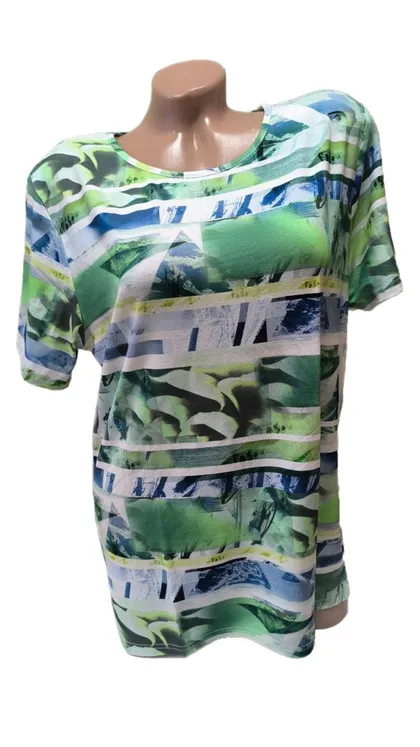 фото, Футболка жіноча з віскози Bono принт Джунглі зелена (розміри: 54-60)