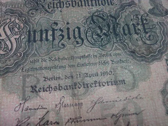 банкнота 50 марок 1910 германия №182 Продаж