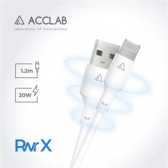 Купити Кабель ACCLAB PwrX USB - Lightning (M/M), 20 W, 1.2 м, White (1283126559549)