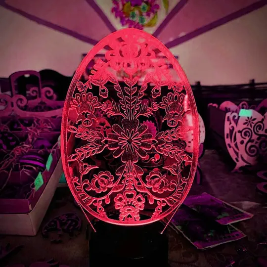 Акриловий світильник-нічник Великоднє яйце червоний tty-n002279 Ціна