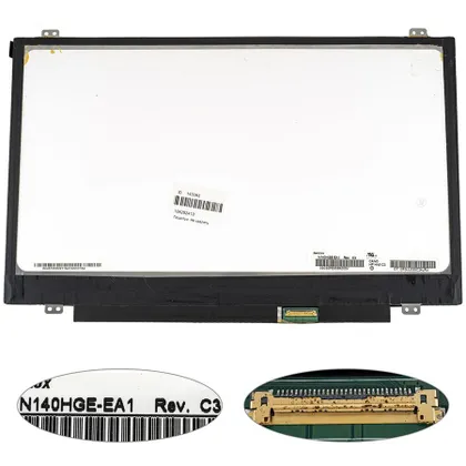 фото, Матриця 14.0 N140HGE-EA1 (1920*1080, 30pin(eDP, 300cd/m2 (!!!)), LED, SLIM (вертикальні вушки), матова, роз'єм праворуч знизу) для
