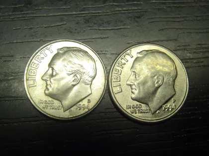 фото, 1 дайм 1994 США (два різновиди)