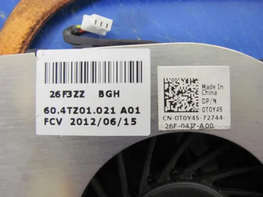 номер0239-25 система охолодження Кулер Охолоджувальний блок Охолоджувальна система Кулери та системи охолодження Охолодження материнської плати cooling system  0T0Y45 60.4TZ01.021 для DELL Vostro 2520 Inspiron 3520 оригінал Продаж