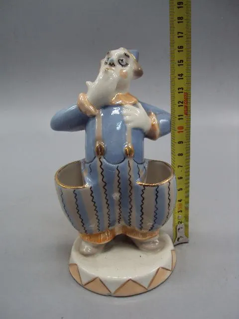 Купити Карандашница фарфор Кисловодск фигура Клоун с карманами 1970-1980 гг. подставка для ручек №14218