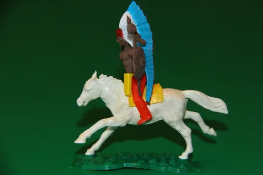 Купити свопет ВОЖДЬ ІНДІАНЕЦЬ ЗІ СПИСОМ ТА ТОМАГАВКОМ НА КОНІ индеец 50-54мм Гонконг копія BRITAINS