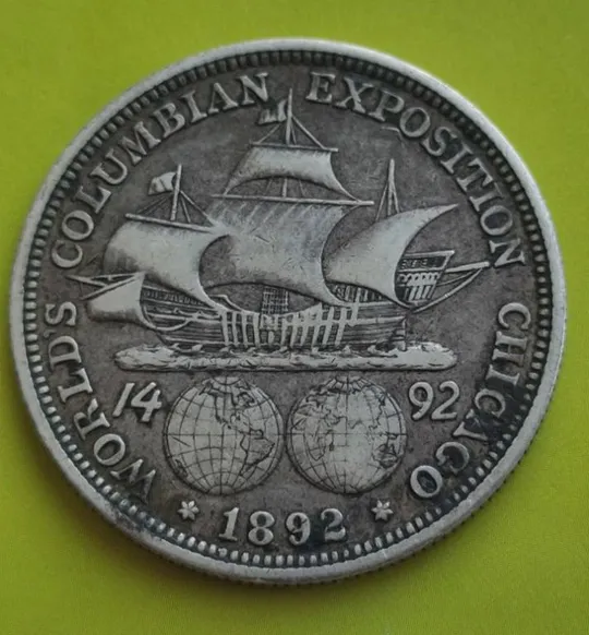 1892 монета серебро пол доллара США- всемирная выставка 400-летие открытия Америки Колумбом ct536. Де купити