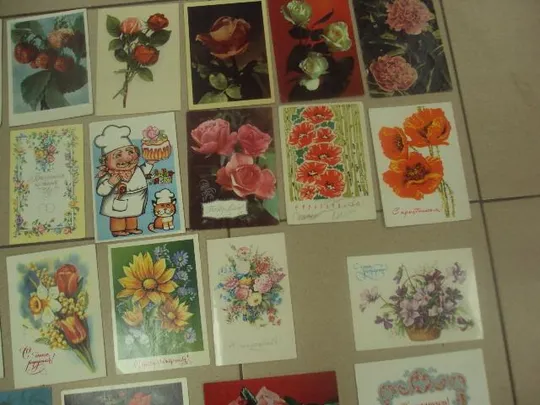 открытка поздравляю цветы подписные лот 168 шт №9417 Характеристики