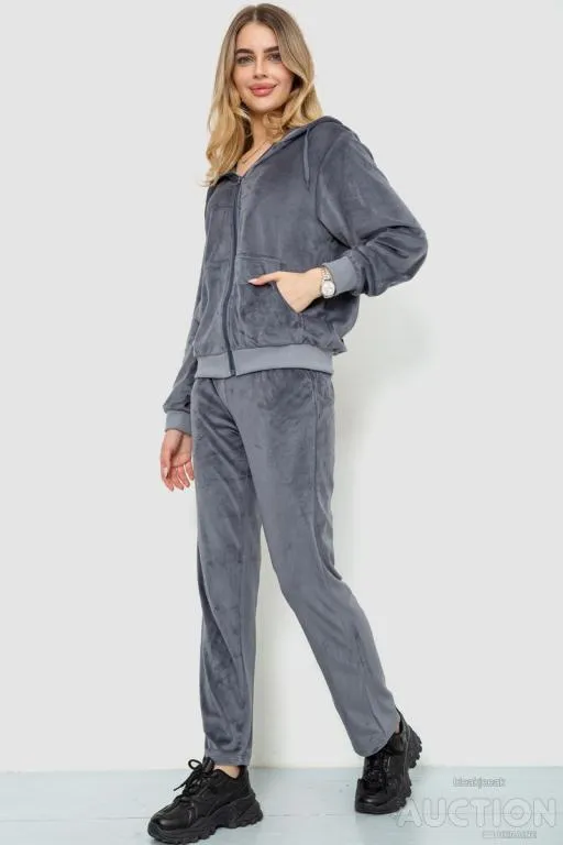Спорт костюм женский велюровый, цвет серый, 244R9110 З аукціону