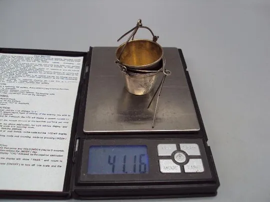 Ситечко для чая ведерко чайное ситечко серебро 875 проба ссср позолота вес 41,16 г лот 2 шт №14307 Де купити