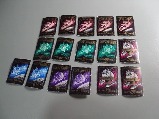 Марки серия ссср 1976 космос интеркосмос сотрудничество в космосе ссср и сша лот 16 шт гаш №10439 Ціна