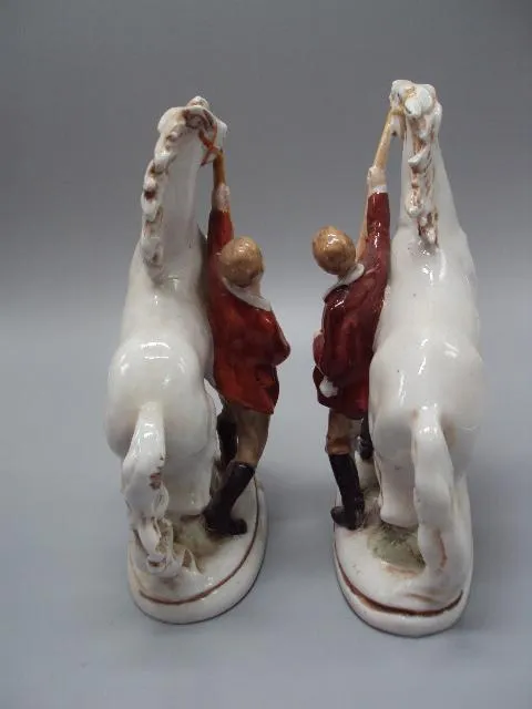 Фигура фарфор статуэтки Германия укрощение коня парни укрощают лошадей лот 2 шт высота 18,5 см №57 Продаж