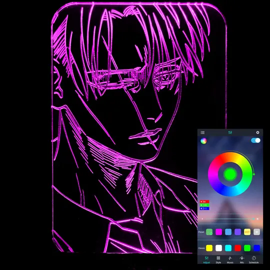 Акриловий світильник-нічник керування з телефона Леві Аккерман 3 tty-n001212 Ціна