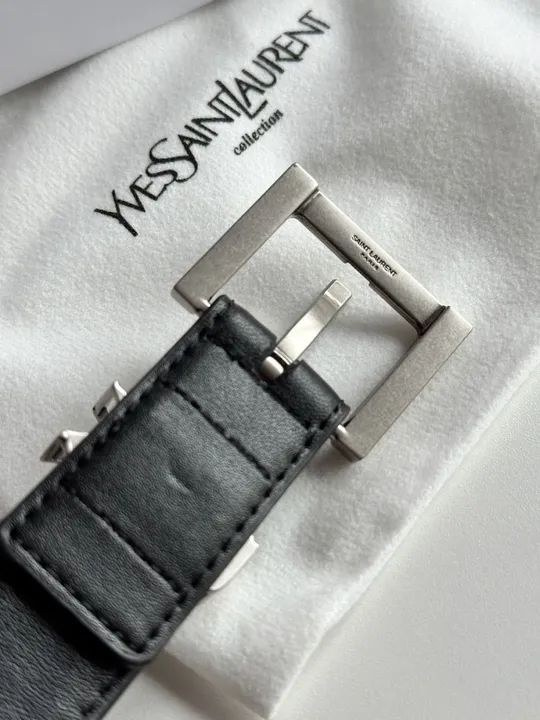 Ремінець жіночий Yves Saint Laurent Cassandre Belt With Square Buckle Black/Silver ( 66120) Недорого
