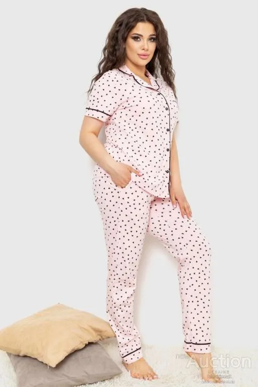 Пижама женская с принтом 219RP-218, цвет Персиково-черный З аукціону