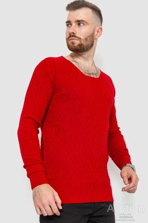 Свитер мужской однотонный, цвет красный, 235R1394 З аукціону