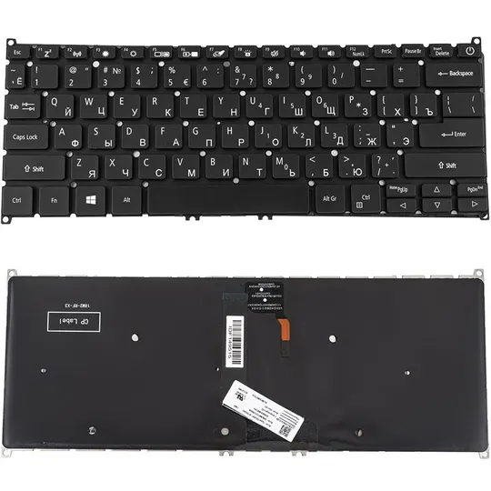Клавіатура для ноутбука ACER (AS: SF514-56) rus, black, підсвічування клавіш, без фрейму (ОРИГІНАЛ) Ціна