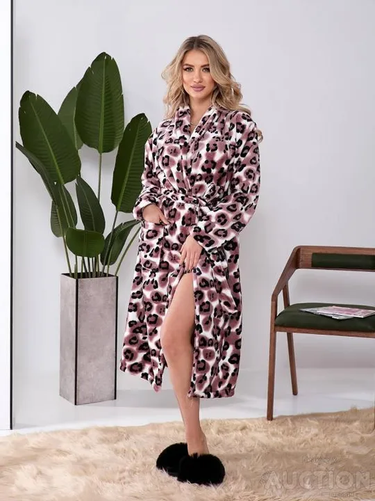 Жіночий махровий халат колір чорний-коричневий Інтернет-аукціон