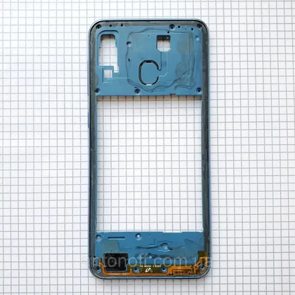 фото, Середній корпус Samsung A305F Galaxy A30 з кнопками для телефону голубий оригінал з розборки