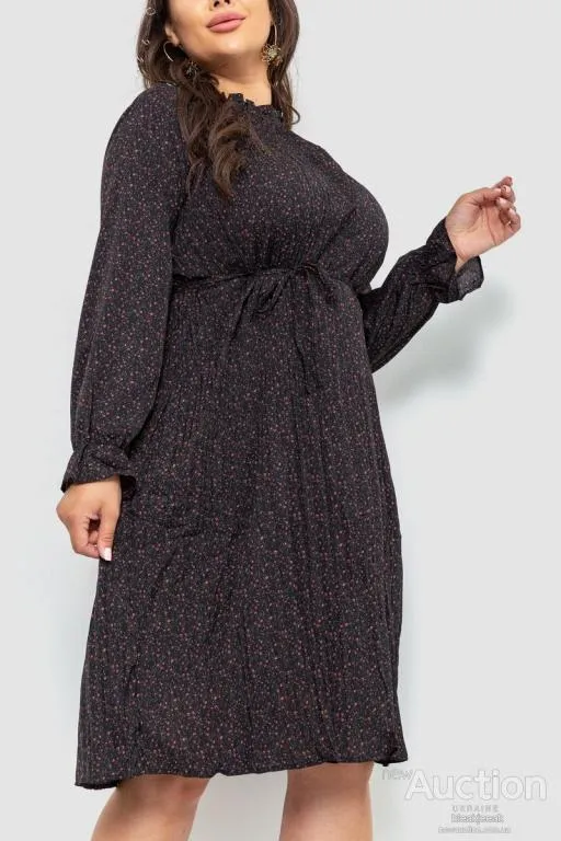 Платье шифоновое  свободного кроя, цвет черно-красный, 204R701-1 З аукціону