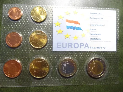 фото, Комплект євромонет Люксембурга 2002 (повний річний комплект) UNC