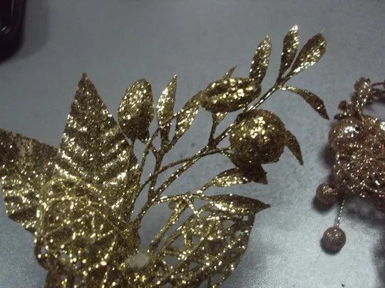 Елочные украшения бабочки на листьях цветочки лот 2 шт №9684 Продаж