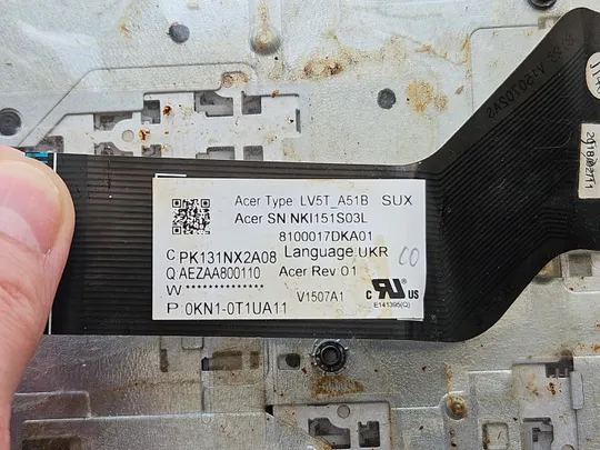 Кнопки клавіатура топкейс Acer Aspire A515-41 A515-51 A615-51 K50-30 6B.GP4N2.009 неробоча Інтернет-аукціон