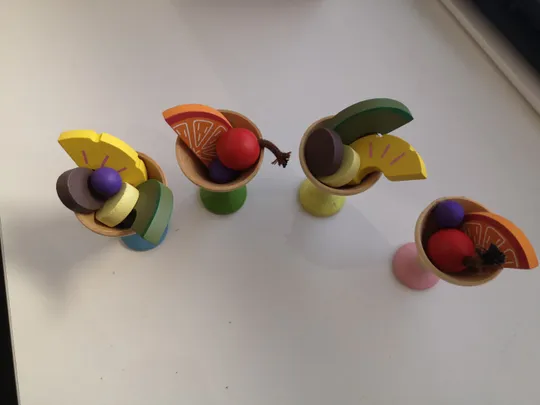 Дерев&#039;яні іграшки. Набір для морозива 4 предмета з фруктами (17) З аукціону