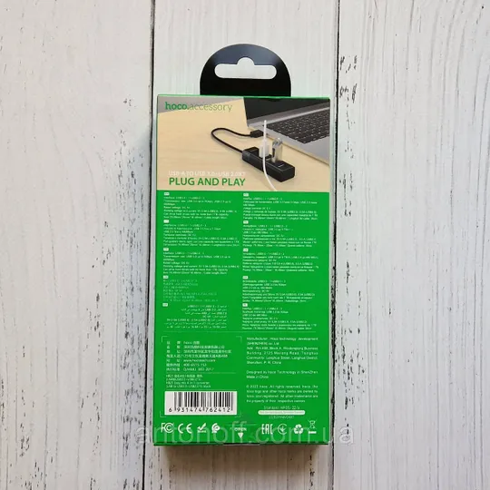 Купити USB хаб адаптер Hoco HB25 4in1 (USB to USB3.0 + 3xUSB2.0) Чорний