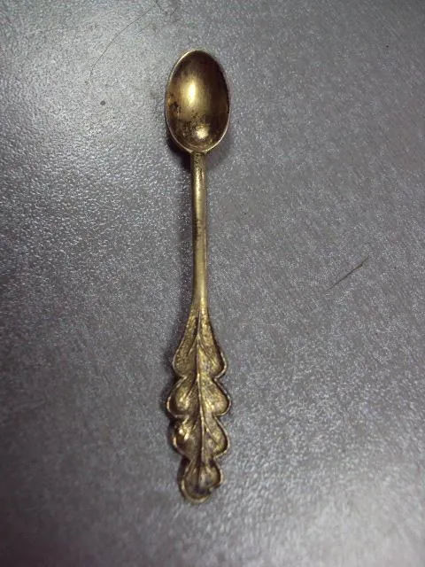 Ложка ложечка для специй желудь с листиком серебро 875 проба ссср позолота 6 см вес 4,07 г №11841 Ціна