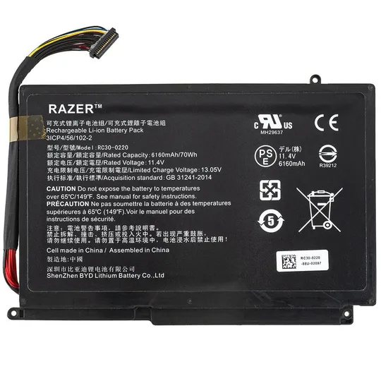 Оригінальна батарея для ноутбука RAZER RC30-0220 (Blade Pro 17 2019) 11.4V 6160mAh 70Wh Black З аукціону