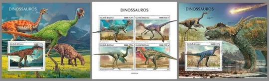 Гвинея Бисау-Динозавры-2022.Чистый полный красивый комплект-2 Блока+ М/Лист.MNH. Продаж