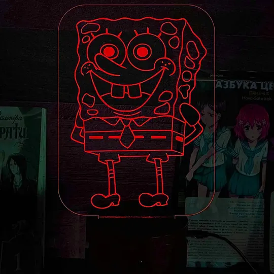 Акриловий світильник-нічник Губка Боб червоний tty-n000125 Ціна