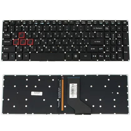 фото, Клавіатура для ноутбука ACER (G3-571, G3-572, PH315-51, PH317-51) rus, black, без фрейма, підсвічування клавіш(оригінал)